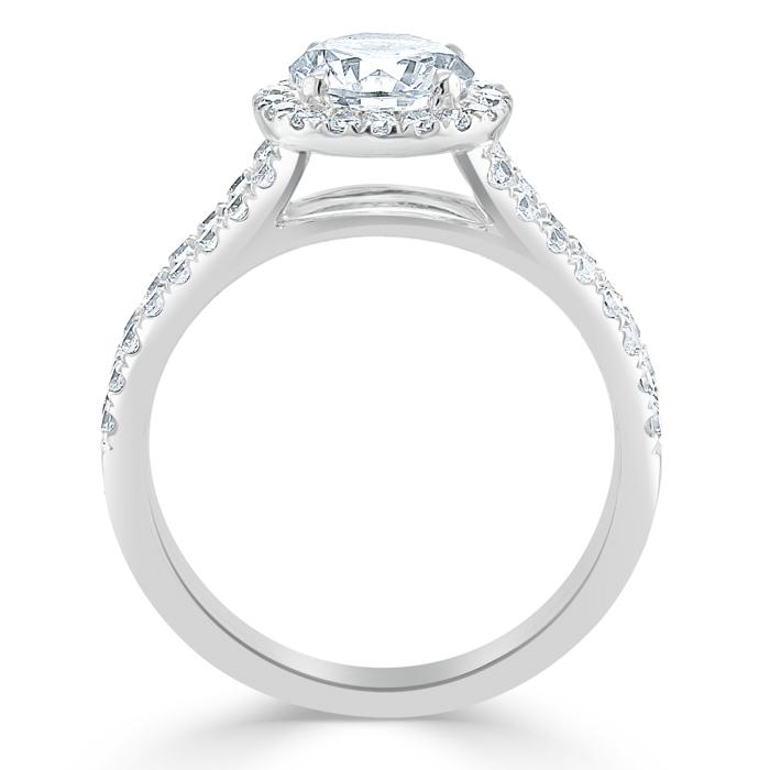 Lab-Diamond, Round Cut Halo Engagement Ring, Tiffany Style, Choose Your Stone Size and Metal