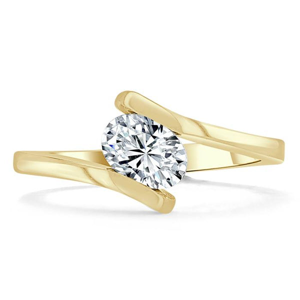 Lab-Diamond Oval Cut Engagement Ring, Twist Design, Choose Your Stone Size and Metal