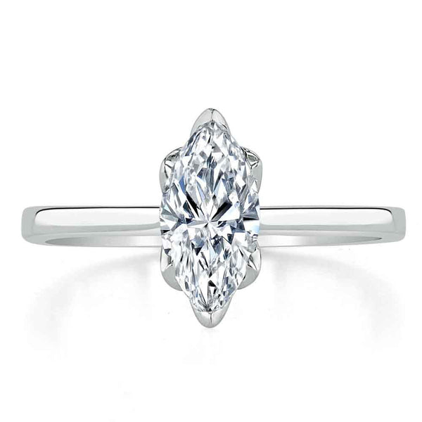 Lab-Diamond Marquise Cut Engagement Ring, Classic Design, Choose Your Stone Size and Metal