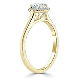 0.50ct Round Cut Moissanite Halo Engagement Ring, Available in White Gold or Platinum