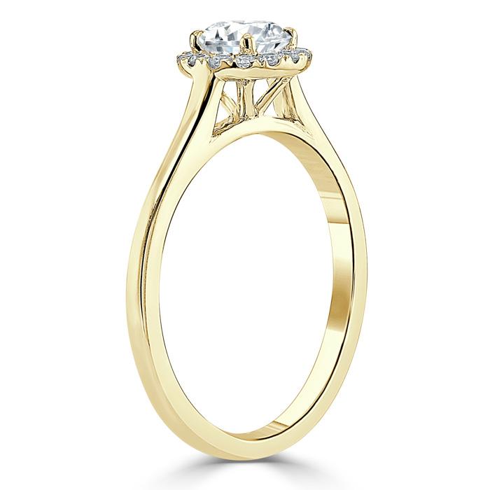 0.50ct Round Cut Moissanite Halo Engagement Ring, Available in White Gold or Platinum