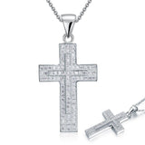 2.00ct Pavé Set Diamond Cross Pendant, 925 Silver