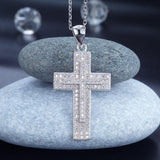 2.00ct Pavé Set Diamond Cross Pendant, 925 Silver