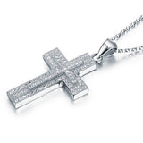 2.00ct Pavé Set Diamond Cross Pendant, 925 Silver