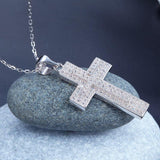 2.00ct Pavé Set Diamond Cross Pendant, 925 Silver