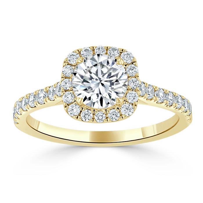 1.40ct  Round Cut Moissanite Halo Engagement Ring, Tiffany Style,  Available in White Gold, Platinum, Rose Gold or Yellow Gold