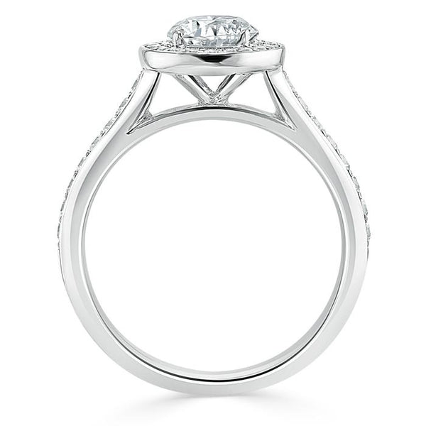 Lab-Diamond, Round Cut Halo Engagement Ring, Tiffany Style, Choose Your Stone Size and Metal