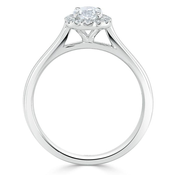 Lab-Diamond Oval Cut Halo Engagement Ring, Choose Your Stone Size and Metal