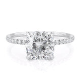 Cushion Cut Moissanite Engagement Ring, Hidden Halo, Choose Your Stone Size and Metal