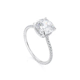 Cushion Cut Moissanite Engagement Ring, Hidden Halo, Choose Your Stone Size and Metal