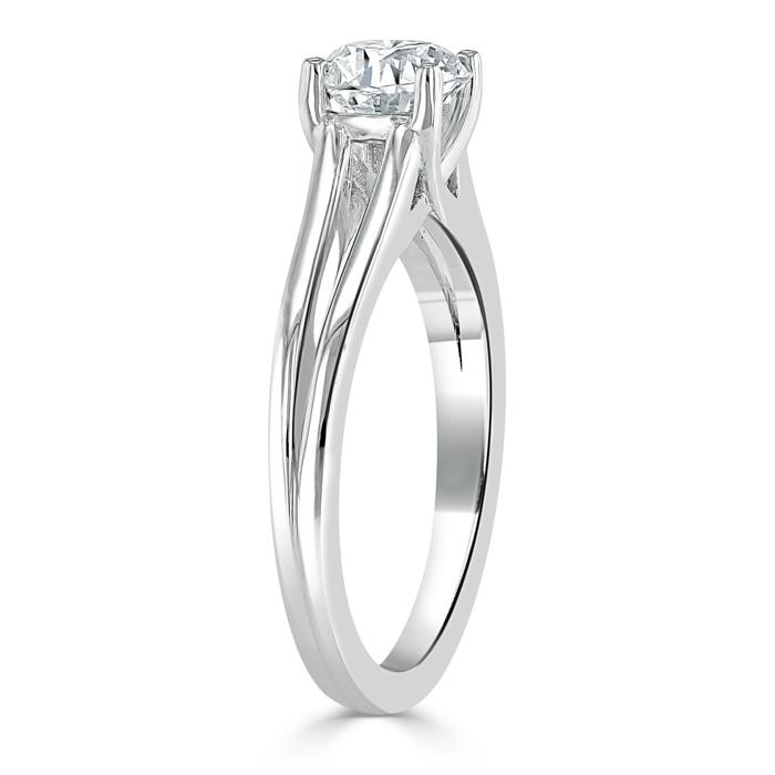 1.00ct  Cushion Cut Moissanite Engagement Ring, Classic Style with Split Shank,  Available in White Gold, Platinum, Rose Gold or Yellow Gold