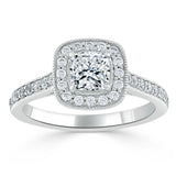 1.40ct  Cushion Cut Moissanite Halo Engagement Ring, Tiffany Style,  Available in White Gold, Platinum, Rose Gold or Yellow Gold