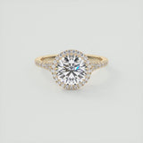 Round Cut Halo Moissanite Engagement Ring