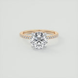 Round Cut Hidden Halo Moissanite Engagement Ring