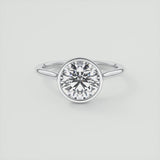 Round Cut Rub-over Moissanite Engagement Ring