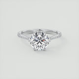 Round Cut 6 Claw Moissanite Engagement Ring