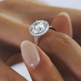 Round Cut Classic Halo Moissanite Engagement Ring
