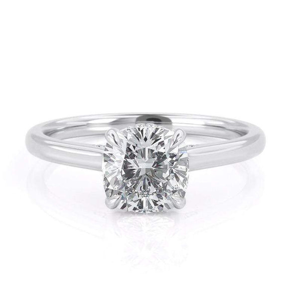 Lab-Diamond Cushion Cut, Classic Four Claw Engagement Ring, Choose Your Stone Size and Metal