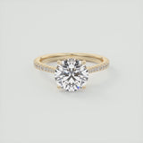 Round Cut Hidden Halo Moissanite Engagement Ring