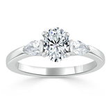 1.30ct  Oval Cut Moissanite 3 stone Engagement Ring,  Available in White Gold, Platinum, Rose Gold or Yellow Gold