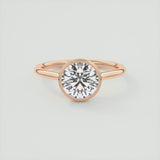 Round Classic Rub-Over Moissanite Ring With Milgrain Edge