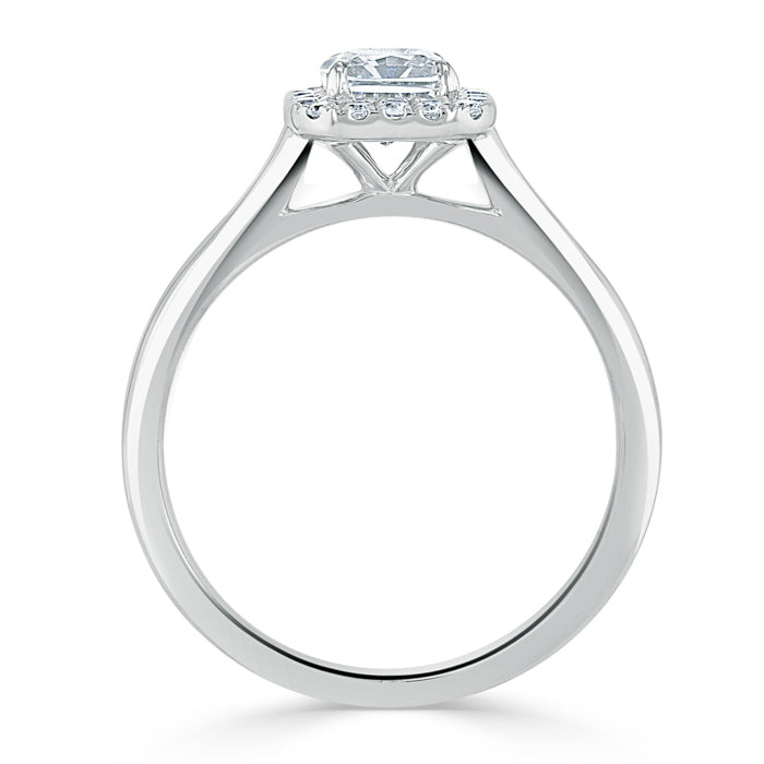 Lab-Diamond Radiant Cut Halo Engagement Ring, Choose Your Stone Size and Metal