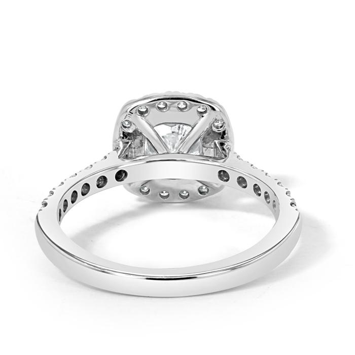 1.50ct Cushion Cut Moissanite Halo Engagement Ring, Available in White Gold or Platinum