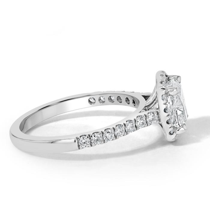 Lab-Diamond Cushion Cut Halo Engagement Ring, Tiffany Design, Available in All Metals