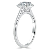 0.75ct Cushion Cut Moissanite Halo Engagement Ring, Available in White Gold or Platinum
