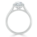 1.00ct Round Cut Moissanite Halo Engagement Ring, Available in White Gold or Platinum