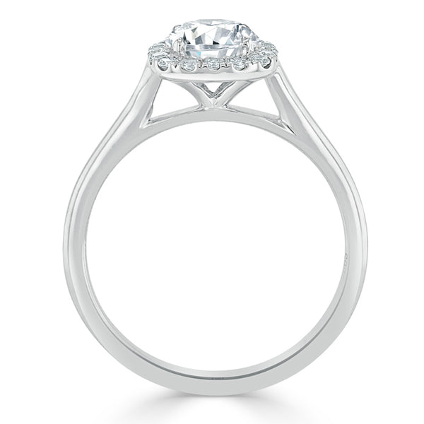 Lab-Diamond, Round Cut Halo Engagement Ring, Choose Your Stone Size and Metal