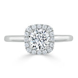1.00ct Round Cut Moissanite Halo Engagement Ring, Available in White Gold or Platinum