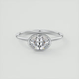Oval Classic Rub-Over Moissanite Engagement Ring