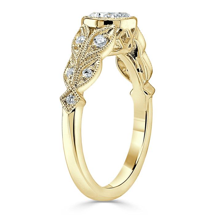 1.25ct Vintage Round Cut Moissanite Engagement Ring,  Available in White Gold, Platinum, Rose Gold or Yellow Gold
