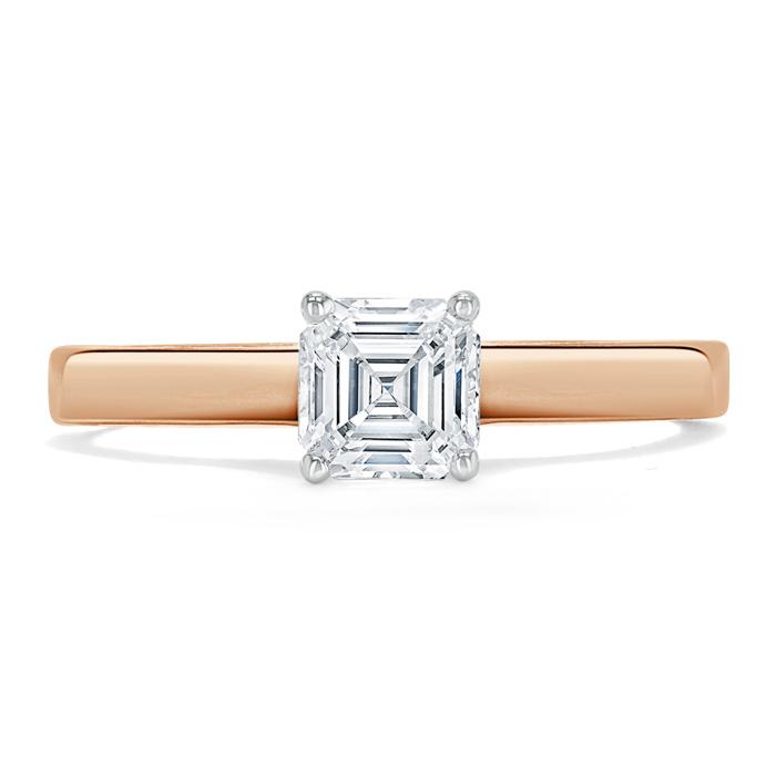 Lab-Diamond Asscher Cut Moissanite Engagement Ring, Classic Style, Choose Your Stone Size and Metal