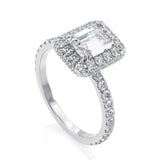Emerald Cut Moissanite Halo Engagement Ring, Choose Your Stone Size and Metal