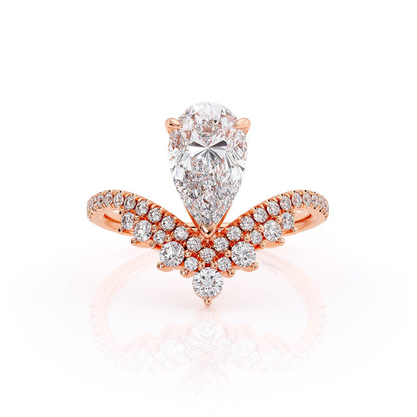 2.00ct Pear Cut Moissanite Engagement Ring, Vintage Boho Design, Available in Rose Gold, White Gold or Yellow Gold