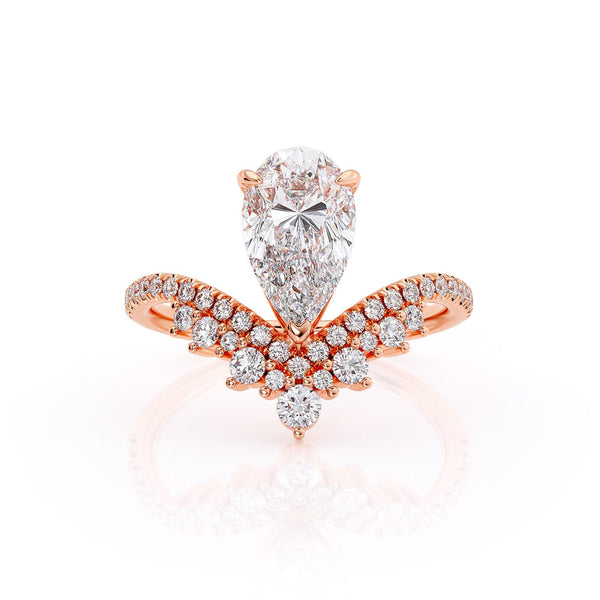 2.00ct Pear Cut Moissanite Engagement Ring, Vintage Boho Design, Available in Rose Gold, White Gold or Yellow Gold