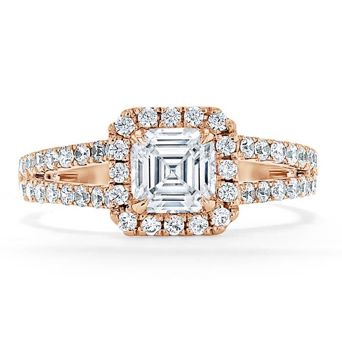 1.60ct  Asscher Cut Moissanite Engagement Ring, Classic Halo with Split Shank,  Available in White Gold, Platinum, Rose Gold or Yellow Gold