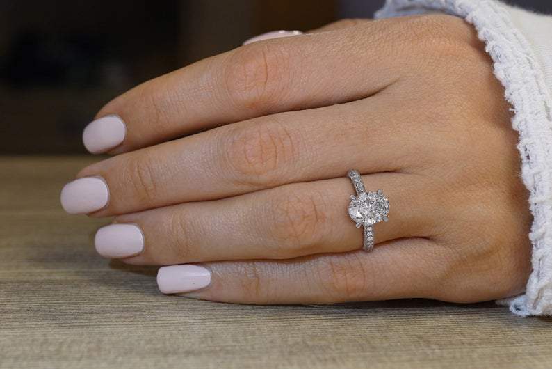 2.00ct Oval Cut Moissanite, Classic Engagement Ring, Available in White Gold or Platinum