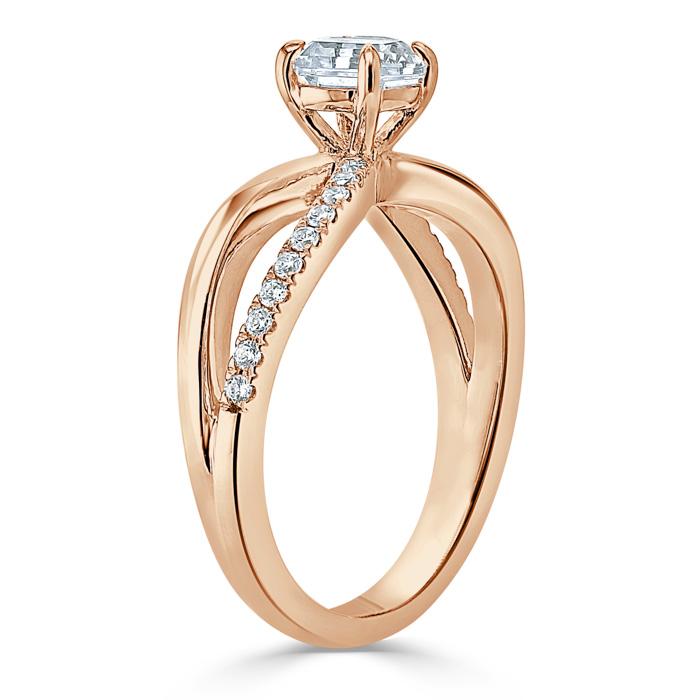 Lab-Diamond Asscher Cut Engagement Ring, Classic Style, Choose Your Stone Size and Metal