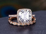 2.25ct Moissanite Ring Set, Round Cut Colour F, Clarity VVS, Centre Stone 1.50ct,  Total carat weight 2.25ct