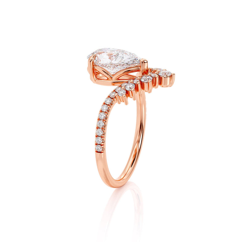 2.00ct Pear Cut Moissanite Engagement Ring, Vintage Boho Design, Available in Rose Gold, White Gold or Yellow Gold