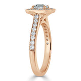 1.40ct Asscher Cut Moissanite Engagement Ring, Classic Halo, Available in White Gold, Platinum, Rose Gold or Yellow Gold