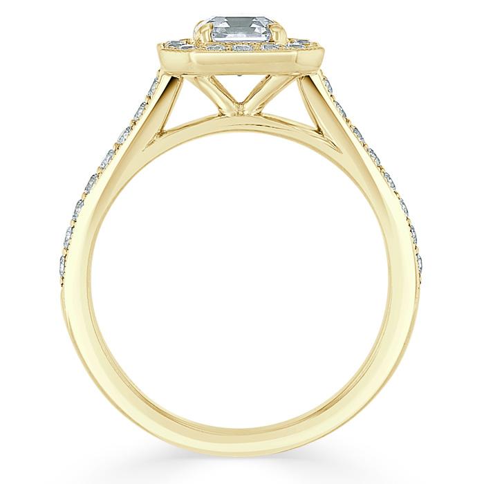 1.40ct Asscher Cut Moissanite Engagement Ring, Classic Halo, Available in White Gold, Platinum, Rose Gold or Yellow Gold