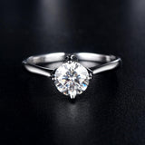 1.00ct Moissanite Engagement Ring, Classic Four Claw Setting, Sterling Silver & Platinum