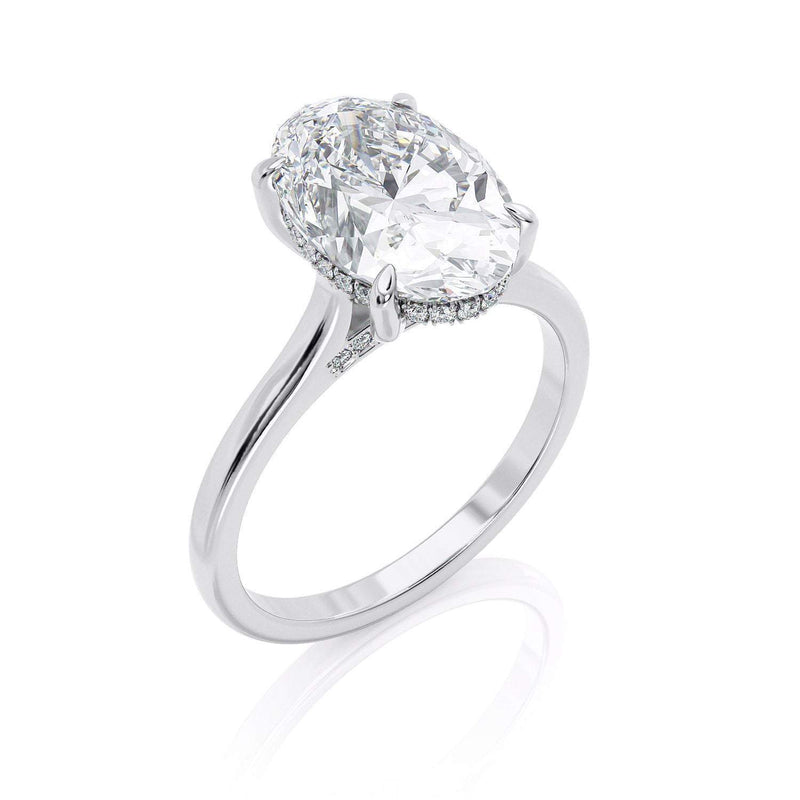 3.50ct Oval Cut Moissanite, Classic Engagement Ring, Available in White Gold or Platinum