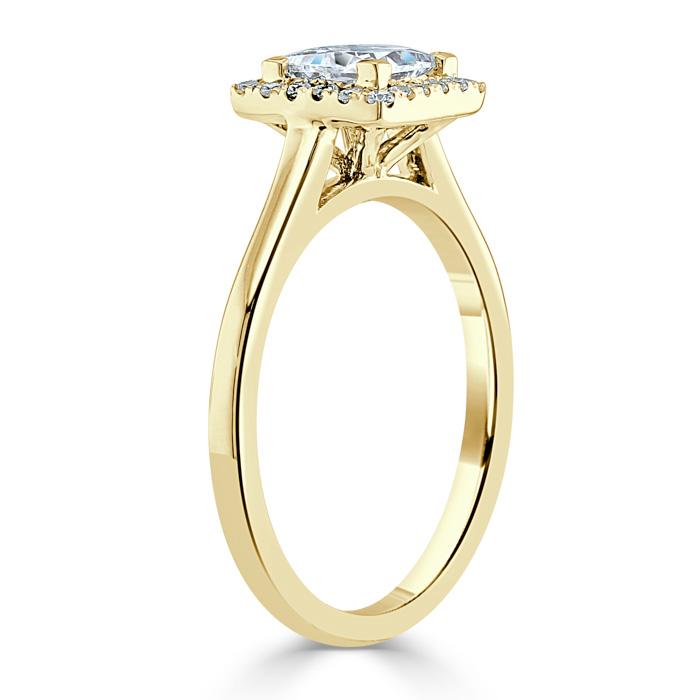 Lab-Diamond Princess Cut Halo Engagement Ring, Choose Your Stone Size and Metal