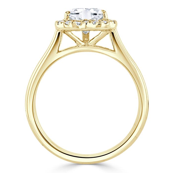 Lab-Diamond Heart Cut Halo Engagement Ring, Choose Your Stone Size and Metal