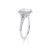 2.50ct Cushion Cut Moissanite, Classic Halo Engagement Ring, Available in White Gold or Platinum